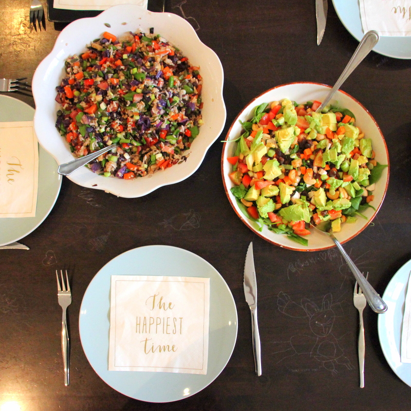 bacond fried rice and green salad with a twist